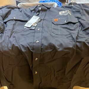 NWT Wrangler Dark Gray Casual Button Down Shirt fr fire resistant cat 2 riggs